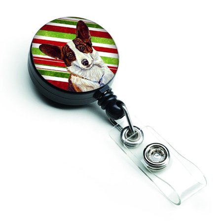 CAROLINES TREASURES Corgi Candy Cane Holiday Christmas Retractable Badge Reel LH9243BR